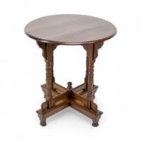 Alfred Waterhouse. A Gothic Revival Oak Side Table with Unusual Double Cross Stretchers - Thumbnail 1