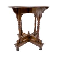 Alfred Waterhouse. A Gothic Revival Oak Side Table with Unusual Double Cross Stretchers - Thumbnail 9