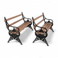 Coalbrookdale. Lily Pad Pair of Aesthetic Movement Cast Iron Garden Benches