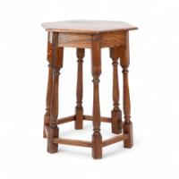 Liberty and Co. An Arts and Crafts oak side table with a hexagonal top - Thumbnail 2