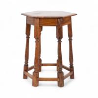 Liberty and Co. An Arts and Crafts oak side table with a hexagonal top - Thumbnail 4