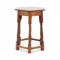 Liberty and Co. An Arts and Crafts oak side table with a hexagonal top - Thumbnail 5