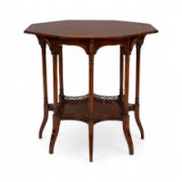 Stephen Webb, made by Collinson and Lock. An Aesthetic Movement octagonal centre table with floral inlay - Thumbnail 2