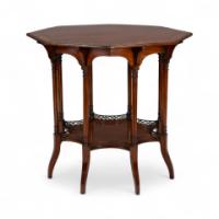 Stephen Webb, made by Collinson and Lock. An Aesthetic Movement octagonal centre table with floral inlay - Thumbnail 4