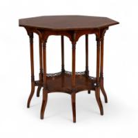 Stephen Webb, made by Collinson and Lock. An Aesthetic Movement octagonal centre table with floral inlay - Thumbnail 5