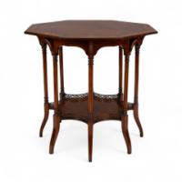 Stephen Webb, made by Collinson and Lock. An Aesthetic Movement octagonal centre table with floral inlay - Thumbnail 7