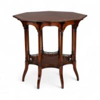 Stephen Webb, made by Collinson and Lock. An Aesthetic Movement octagonal centre table with floral inlay - Thumbnail 8