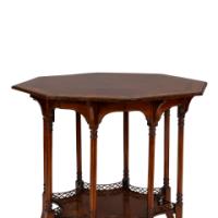Stephen Webb, made by Collinson and Lock. An Aesthetic Movement octagonal centre table with floral inlay - Thumbnail 19