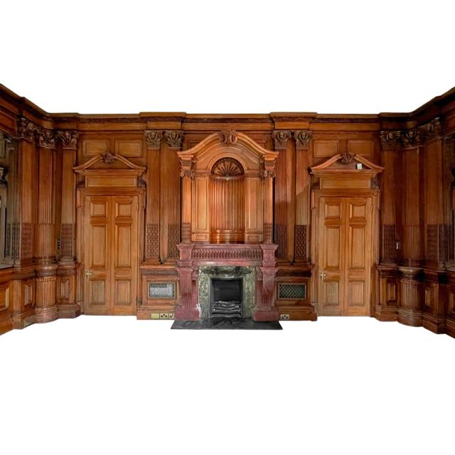 George Trollope and Sons.  A highly important museum quality fireplace and matching panelled room exhibited at the Paris Universal Exhibition in 1878. Winning a Gold Medal.