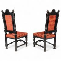 Lambs of Manchester. A rare pair of exhibition-quality Aesthetic Movement ebonized oak side chairs - Thumbnail 4