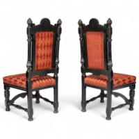 Lambs of Manchester. A rare pair of exhibition-quality Aesthetic Movement ebonized oak side chairs - Thumbnail 5