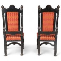 Lambs of Manchester. A rare pair of exhibition-quality Aesthetic Movement ebonized oak side chairs - Thumbnail 6