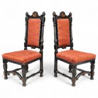 Lambs of Manchester. A rare pair of exhibition-quality Aesthetic Movement ebonized oak side chairs - Thumbnail 8