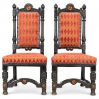 Lambs of Manchester. A rare pair of exhibition-quality Aesthetic Movement ebonized oak side chairs - Thumbnail 9