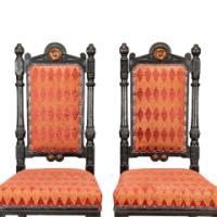 Lambs of Manchester. A rare pair of exhibition-quality Aesthetic Movement ebonized oak side chairs - Thumbnail 10