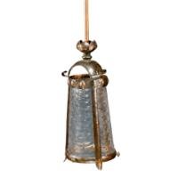 Arts & Crafts Copper Lantern Retaining the Original Ribbed Style Opaque Shade - Thumbnail 3