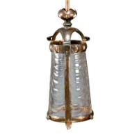 Arts & Crafts Copper Lantern Retaining the Original Ribbed Style Opaque Shade - Thumbnail 4