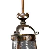 Arts & Crafts Copper Lantern Retaining the Original Ribbed Style Opaque Shade - Thumbnail 5