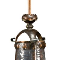 Arts & Crafts Copper Lantern Retaining the Original Ribbed Style Opaque Shade - Thumbnail 6