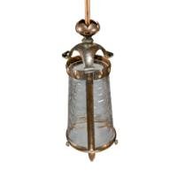 Arts & Crafts Copper Lantern Retaining the Original Ribbed Style Opaque Shade - Thumbnail 7