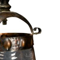 Arts & Crafts Copper Lantern Retaining the Original Ribbed Style Opaque Shade - Thumbnail 9