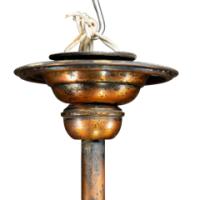 Arts & Crafts Copper Lantern Retaining the Original Ribbed Style Opaque Shade - Thumbnail 10