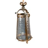 Arts & Crafts Copper Lantern Retaining the Original Ribbed Style Opaque Shade - Thumbnail 15