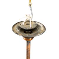 Arts & Crafts Copper Lantern Retaining the Original Ribbed Style Opaque Shade - Thumbnail 17