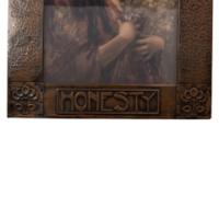 Arts and Crafts Hammered Copper Frame with Pre-Raphaelite Maiden - Thumbnail 9