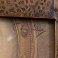 Arts and Crafts Hammered Copper Frame with Pre-Raphaelite Maiden - Thumbnail 10