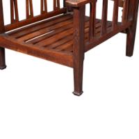 Liberty & Co., attributed. An Arts and Crafts Reclining Armchair with Carved Floral Details - Thumbnail 29