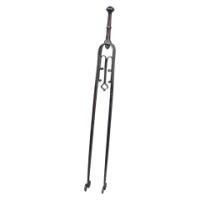 Thornton & Downer, Attributed. Arts and Crafts Cotswold School Hand-Wrought Steel Fire Tongs with Scroll Finials