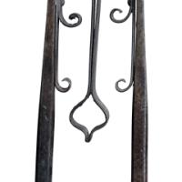 Thornton & Downer, Attributed. Arts and Crafts Cotswold School Hand-Wrought Steel Fire Tongs with Scroll Finials - Thumbnail 12