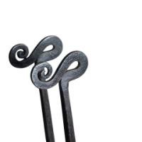 Thornton & Downer, Attributed. Arts and Crafts Cotswold School Hand-Wrought Steel Fire Tongs with Scroll Finials - Thumbnail 16