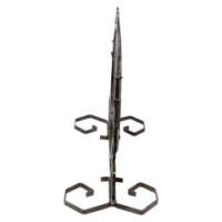 An Arts and Crafts wrought iron dinner gong with brass central plate decorated with wheatsheaf design - Thumbnail 3