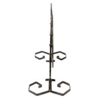 An Arts and Crafts wrought iron dinner gong with brass central plate decorated with wheatsheaf design - Thumbnail 4