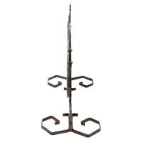 An Arts and Crafts wrought iron dinner gong with brass central plate decorated with wheatsheaf design - Thumbnail 7