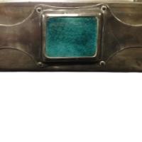 Liberty and Co (Attributed) – Arts and Crafts Pewter Mirror with Ruskin Jewels - Thumbnail 4