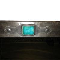 Liberty and Co (Attributed) – Arts and Crafts Pewter Mirror with Ruskin Jewels - Thumbnail 5