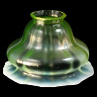 Arts and Crafts c.1900 Mushroom Form Vaseline Glass Shade with Uranium Glow - Thumbnail 6