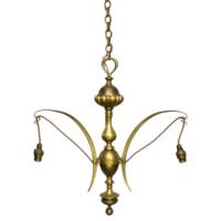 A GEC Arts & Crafts Brass Three Branch Ceiling Light Re-wired in Period Style Cable - Thumbnail 2
