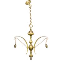A GEC Arts & Crafts Brass Three Branch Ceiling Light Re-wired in Period Style Cable