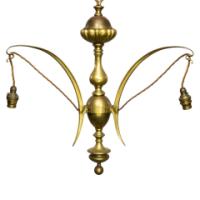 A GEC Arts & Crafts Brass Three Branch Ceiling Light Re-wired in Period Style Cable - Thumbnail 4
