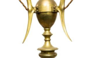 A GEC Arts & Crafts Brass Three Branch Ceiling Light Re-wired in Period Style Cable - Thumbnail 5