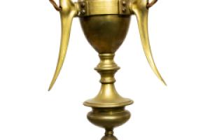 A GEC Arts & Crafts Brass Three Branch Ceiling Light Re-wired in Period Style Cable - Thumbnail 6