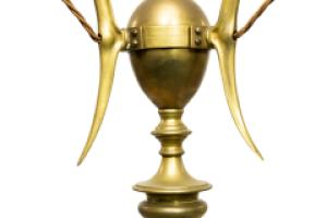 A GEC Arts & Crafts Brass Three Branch Ceiling Light Re-wired in Period Style Cable - Thumbnail 7