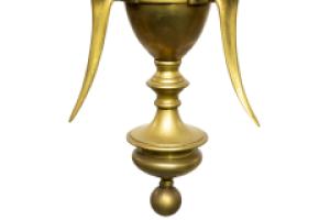 A GEC Arts & Crafts Brass Three Branch Ceiling Light Re-wired in Period Style Cable - Thumbnail 9