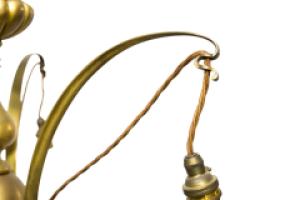 A GEC Arts & Crafts Brass Three Branch Ceiling Light Re-wired in Period Style Cable - Thumbnail 10