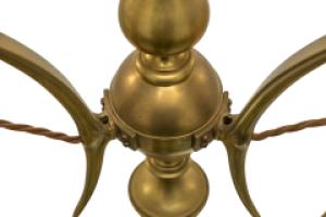 A GEC Arts & Crafts Brass Three Branch Ceiling Light Re-wired in Period Style Cable - Thumbnail 19