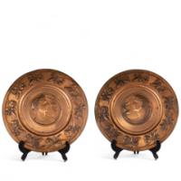 WMF – Pair of Brass Wall Plaques with Embossed Portraits - Thumbnail 1